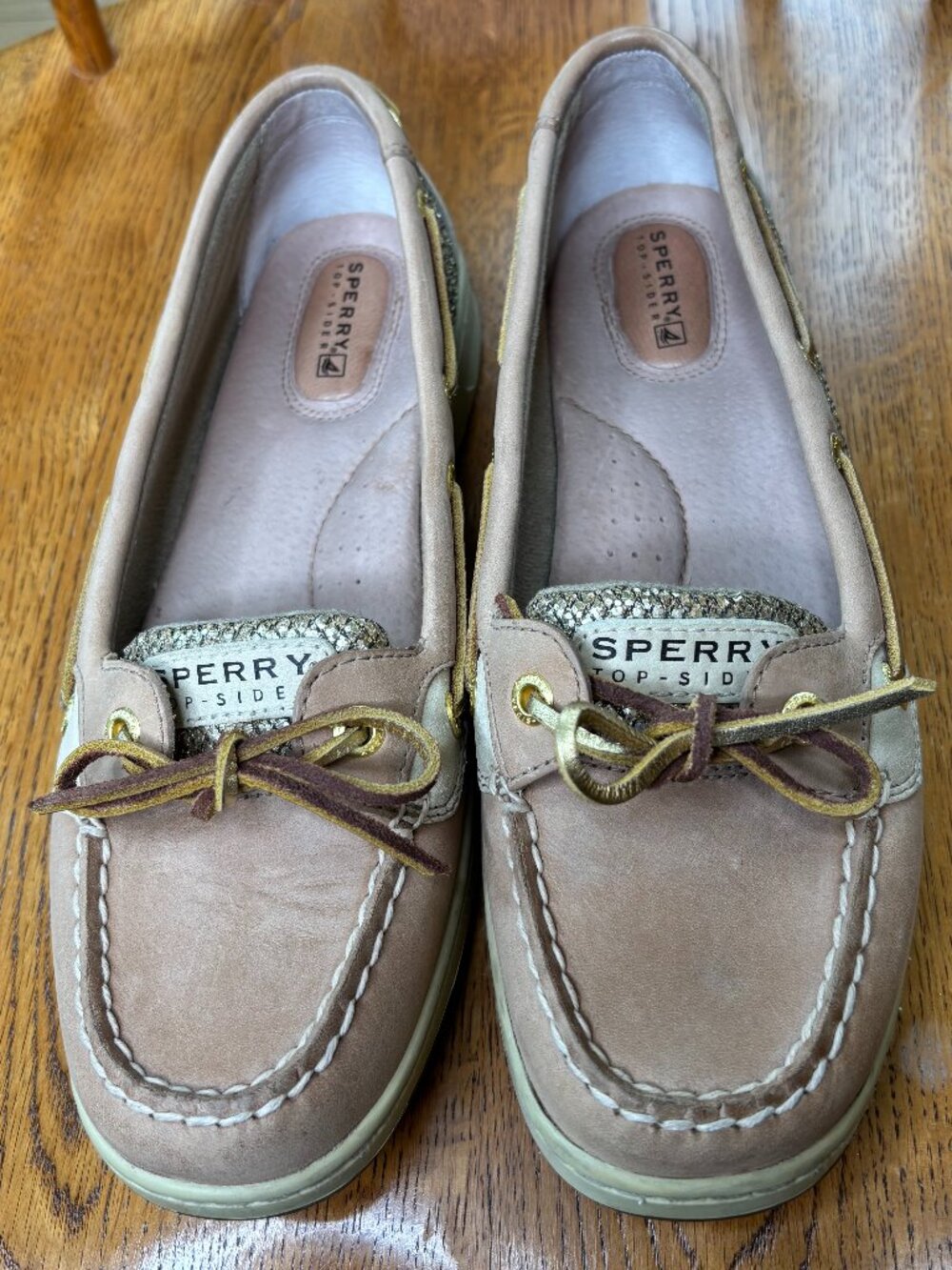 Sperry Top-Sider Women's Angelfish Tan Leather/Gold Metallic Accent Boat Shoes - Picture 5 of 16